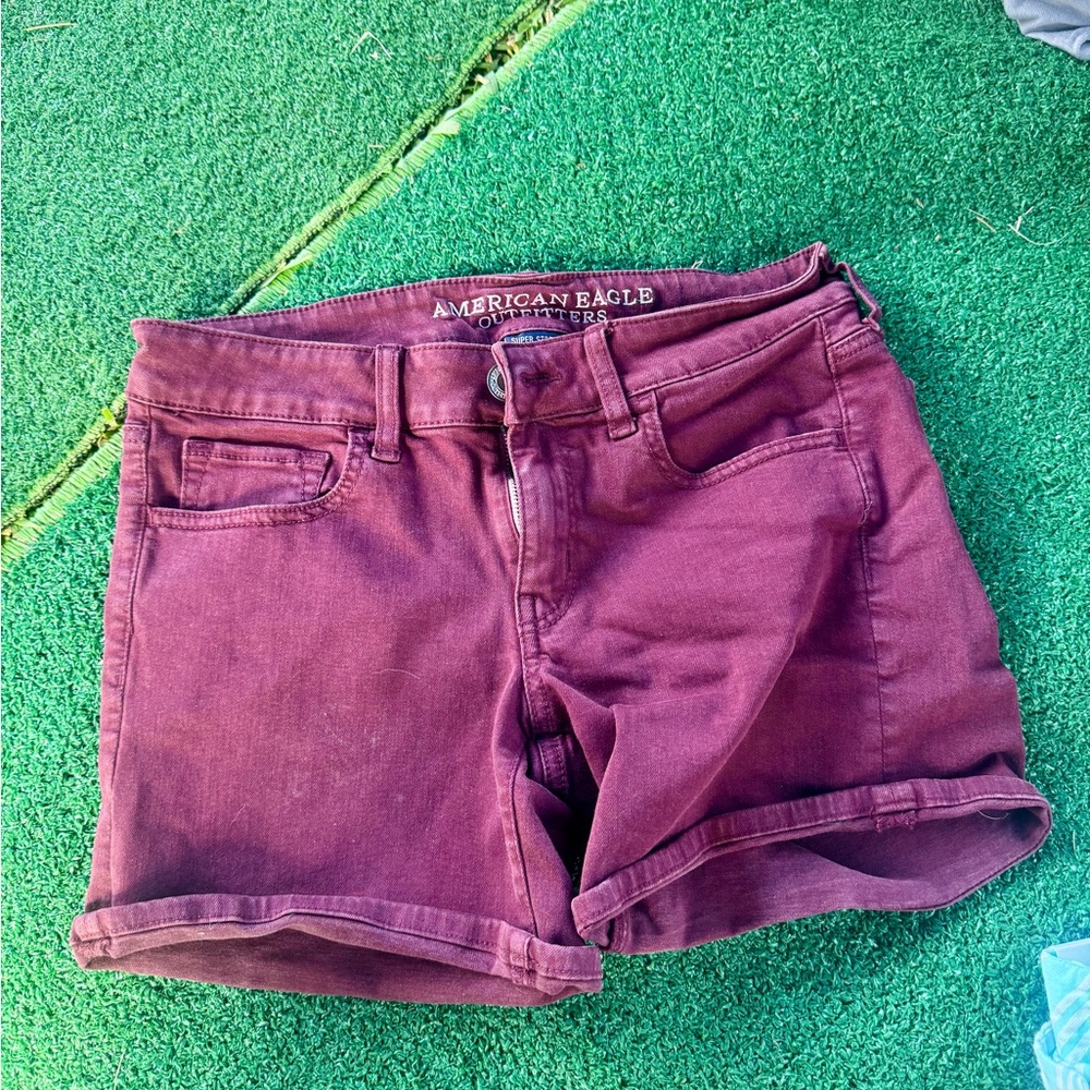 American Eagle Outfitters Women's Dark Red Jean Shorts